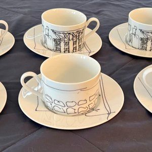 Frank Gehry VTG Limited edition 6 cups/saucers of Chiat/Day Binocular Bldg 1991